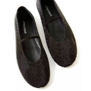 Free People Jeffrey Campbell Moira Ballet Embellished Flat Black Jeweled 6 NEW